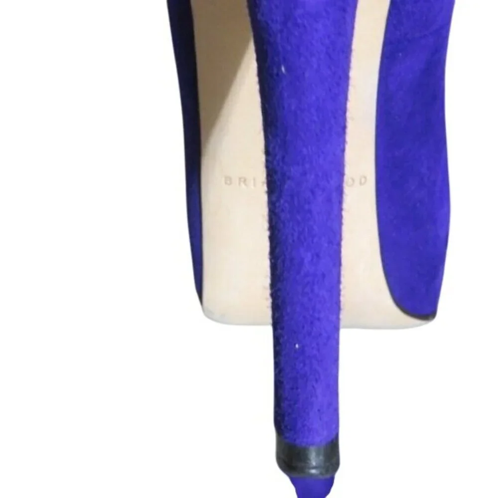 BRIAN ATWOOD B Savita Purple Suede Leather Platform Pumps Heels Stilettos sz 7